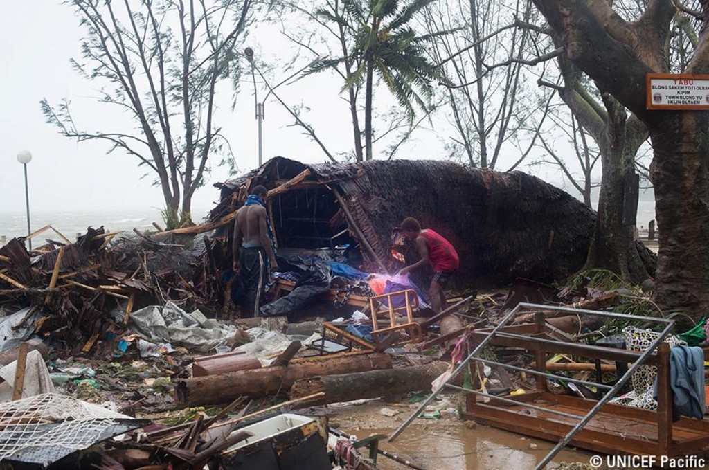 Damage seen on Friday evening (our time) as Pam was on its way out. (Source: UNICEF Pacific)