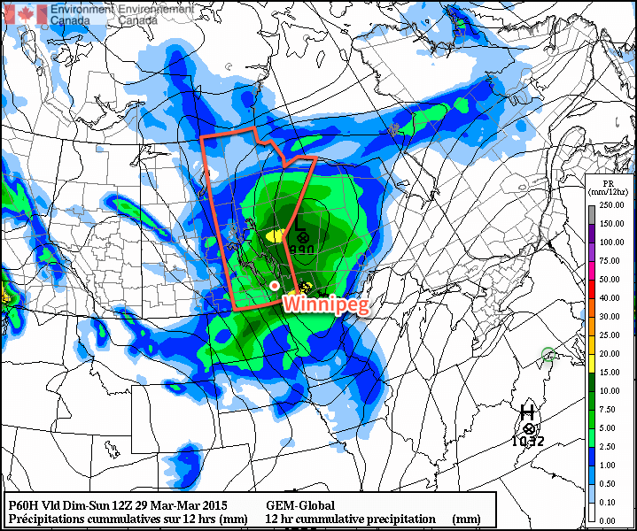 GDPS 12hr. QPF valid 12Z Sunday March 29, 2015