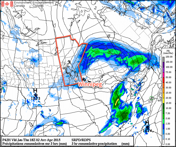 RPDS 3hr. QPF & MSLP valid Thursday, April 2, 2015