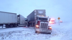 Jackknifed Semi-Truck Accident on Highway 1 near Elie