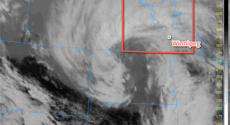 IR Satellite Image of Late-March Storm over the Southern Prairies