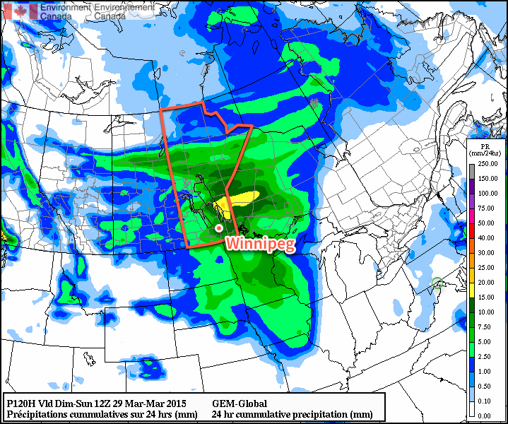 GDPS 24hr. QPF Forecast valid 12Z Sunday March 29, 2015