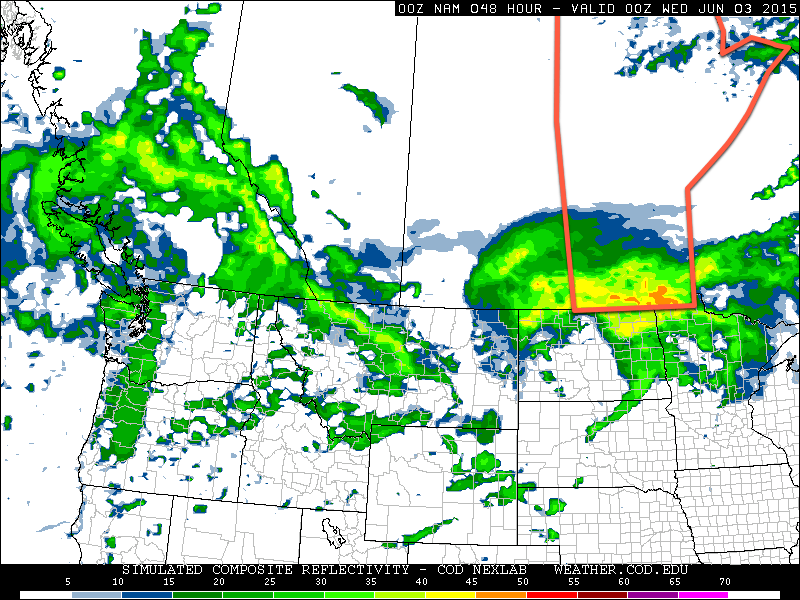 NAM Simulated RADAR Reflectivity