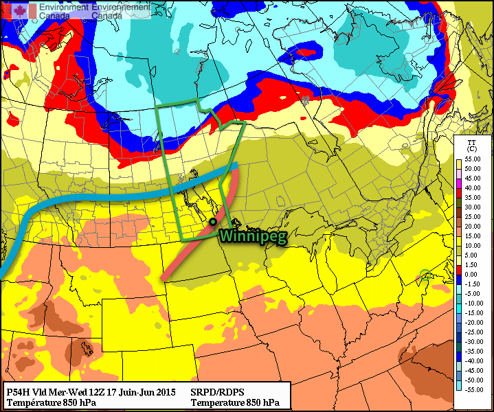 Forecast 850mb Temperatures for Wednesday Morning