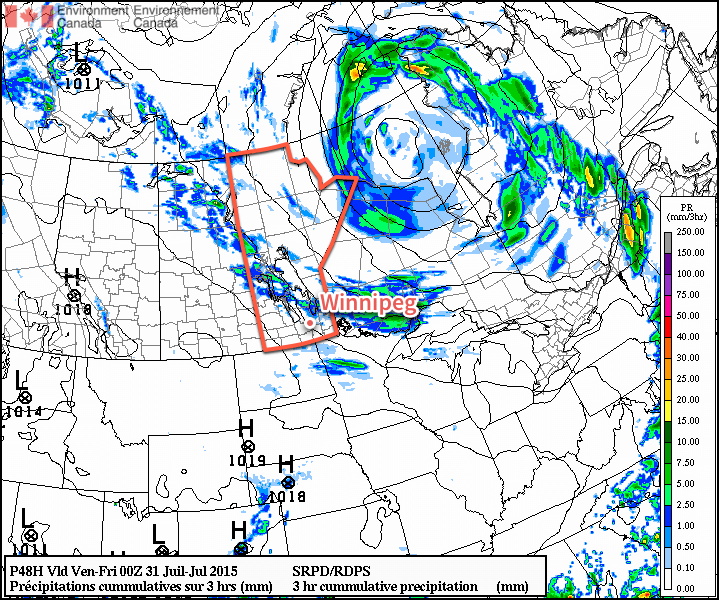 RDPS 3hr. QPF valid 00Z Friday July 31, 2015