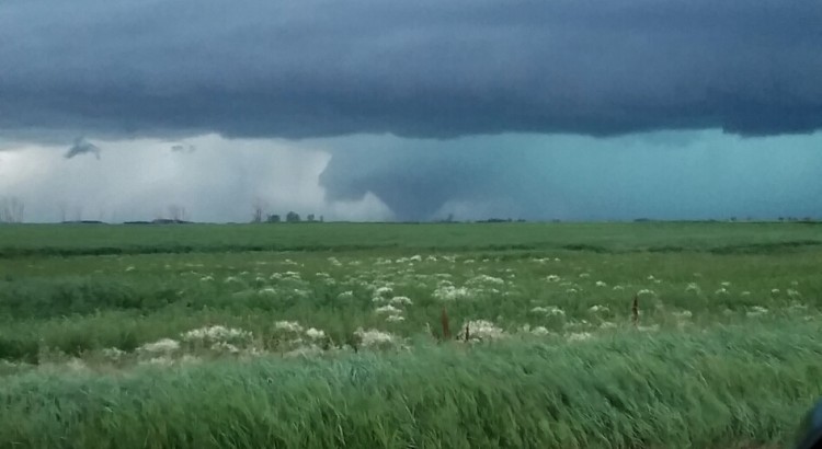Violent wedge tornado near Tilston, Manitoba on July 27th, 2015 at approximately 8:49 pm local time.