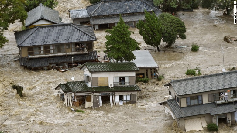 Flooding in the city of Joso, where floodwaters nearly reached the second story of homes. (Source: CNN)