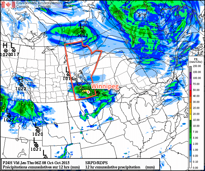 RDPS 12hr. Precipitation Totals valid Thursday Night