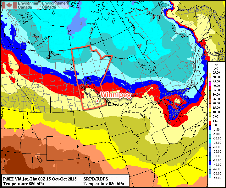 Animated 850mb Temperature Forecast for Thursday