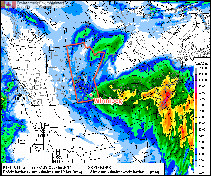 RDPS 12hr QPF valid for 00Z Wednesday October 28, 2015