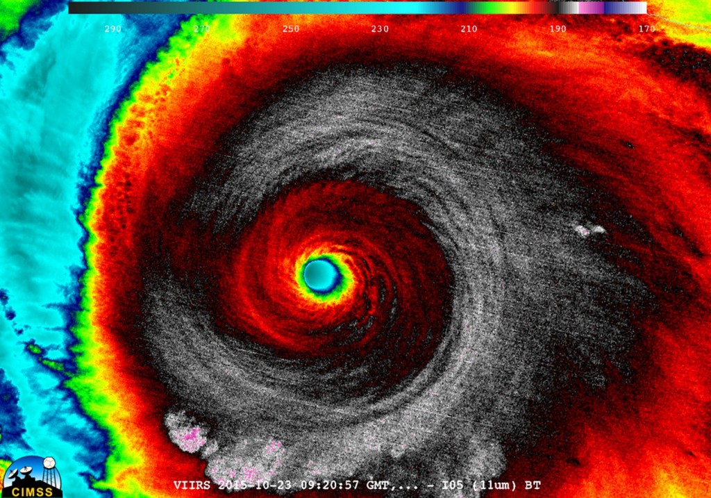 Enhanced IR image of Patricia early Friday morning. (Source: CIMSS)