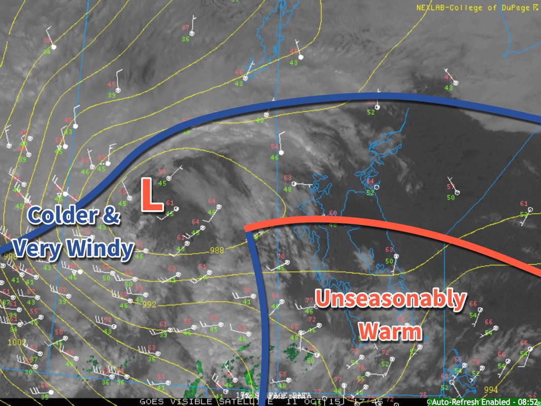 Surface analysis valid 12:45PM October 11, 2015