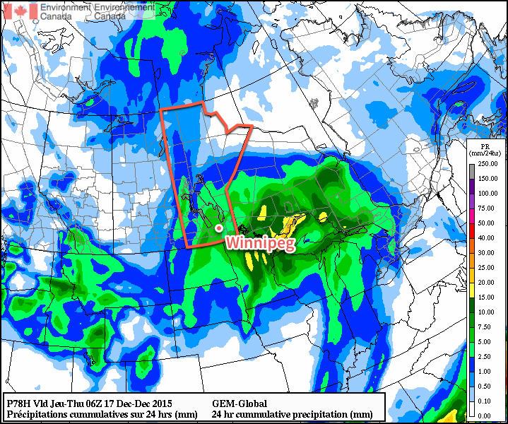 GDPS 24hr QPF valid 06Z December 17, 2015