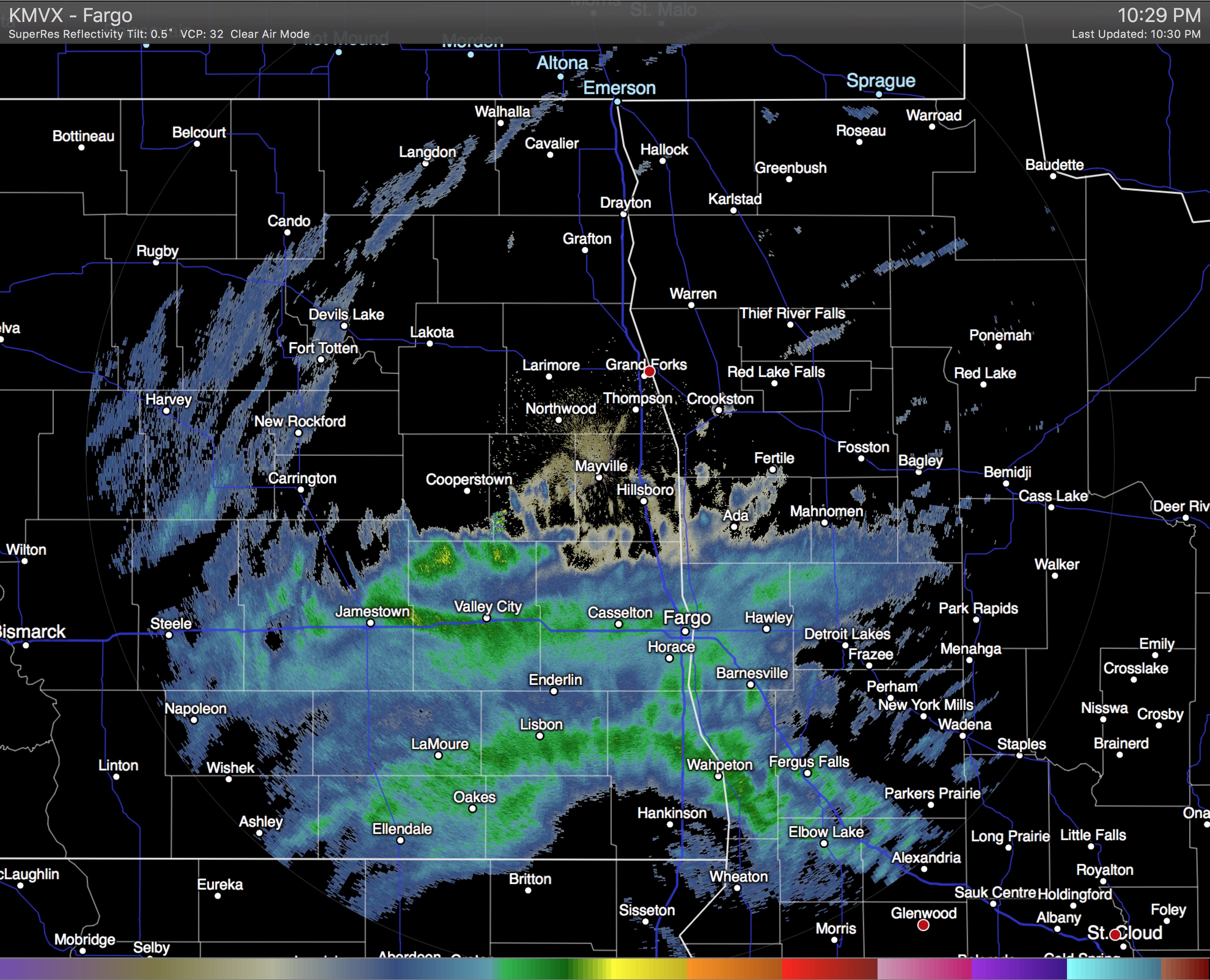 Mayville RADAR @ 10:29PM CST on December 15, 2015