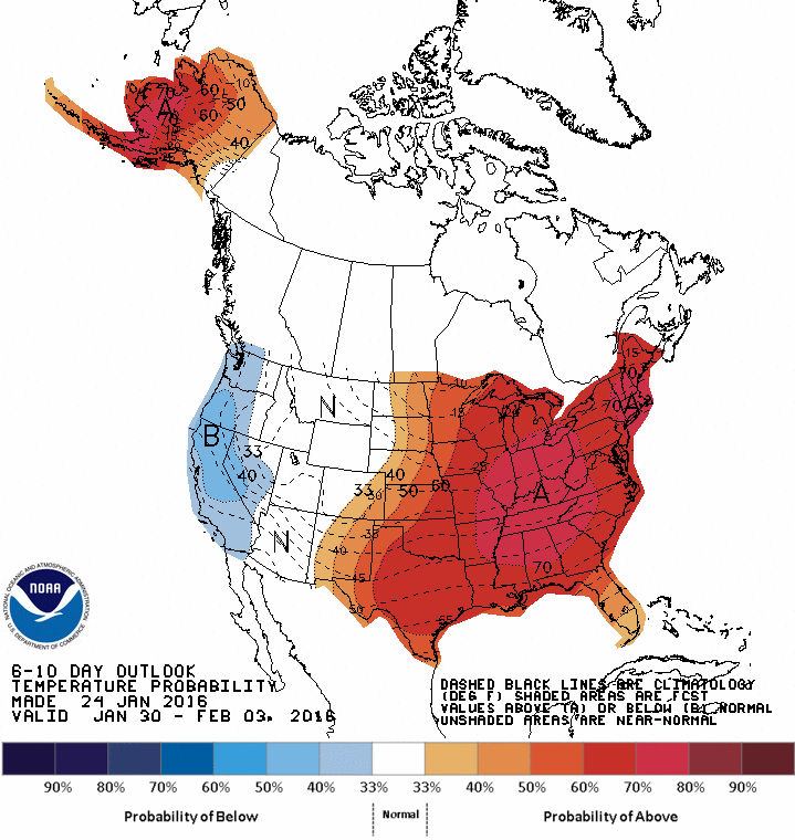 CPC 6-10 Day Temperature Anomaly Forecast