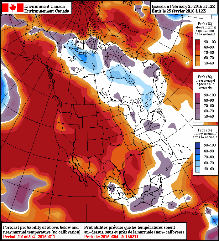NAEFS 8-14 Day Temperature Anomaly Forecast — Valid March 4 to March 11, 2016