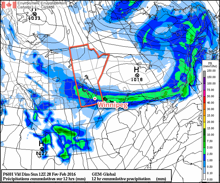 RDPS 12hr. QPF valid 12Z Sunday February 28, 2016