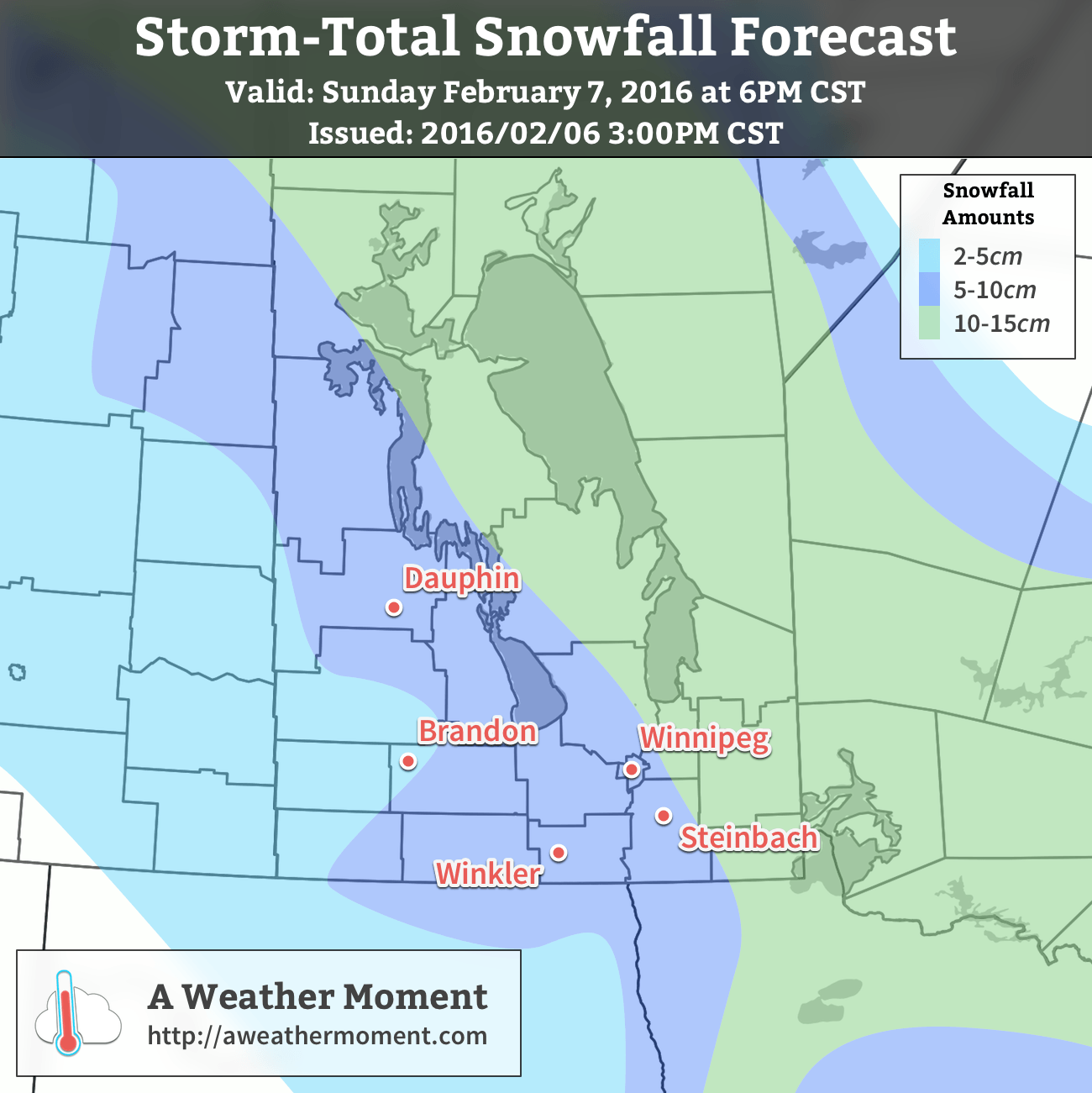 AWM Snowfall Forecast for February 6/7, 2016