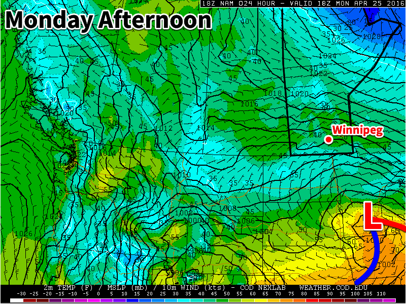 A low pressure system will sit to our south on Monday