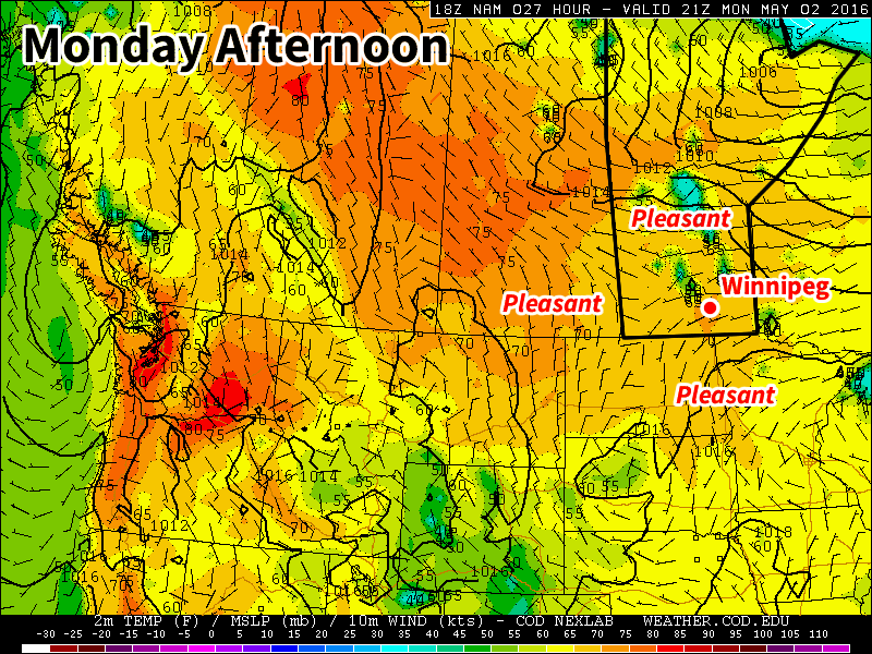 Very pleasant conditions are expected in southern Manitoba today