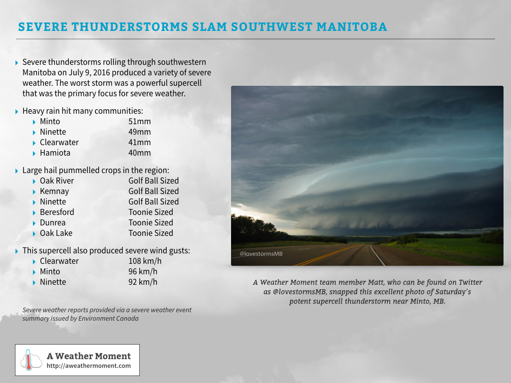A summary of the severe weather over southwestern Saskatchewan on July 9, 2016