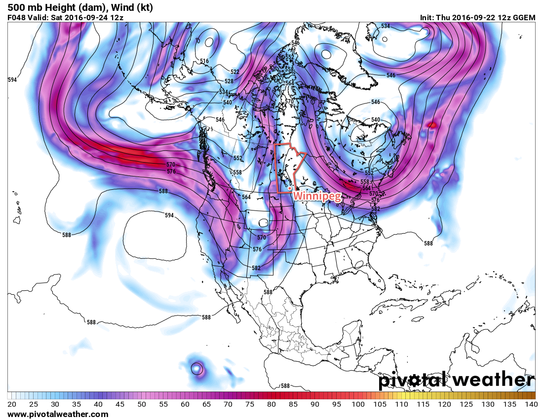 A deep upper-level trough is developing over western North America, and is forecast to extend from the northern tip of Yukon Territory all the way to the southern New Mexico border by Saturday morning.