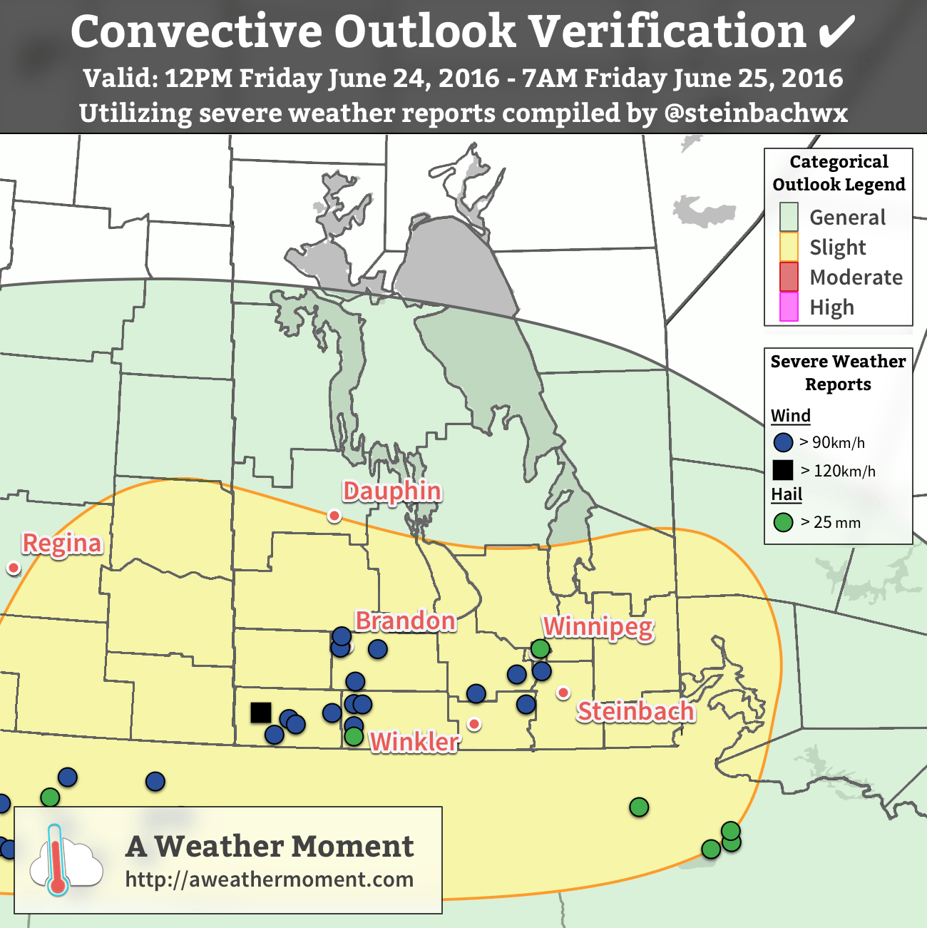 Verification of the AWM Convective Outlook for Junes 24/25, 2016