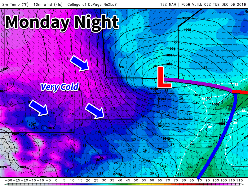 A strong low pressure system will bring heavy snow and strong winds to southern Manitoba early this week