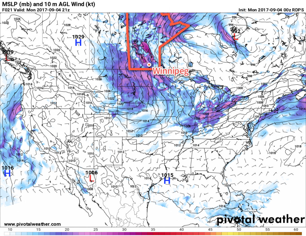 RPDS 10m Wind Speed Forecast valid 21Z Monday September 4, 2017