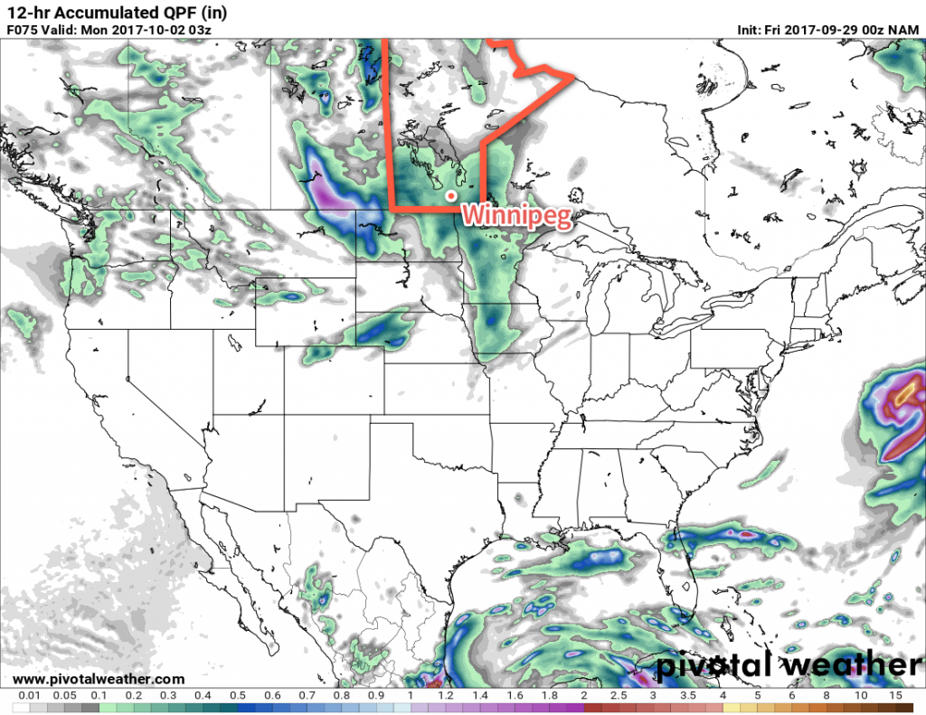 NAM 12hr. QPF Forecast valid 03Z Monday October 2, 2017