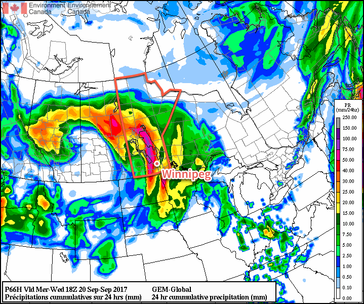 GDPS 24hr QPF Forecast valid 18Z Wednesday September 20, 2017