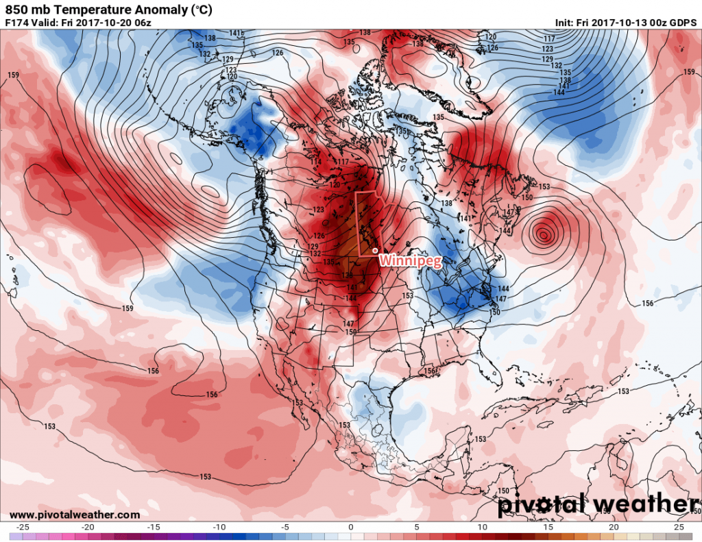 GDPS 850mb Temperature Anomaly valid 06Z Friday October 20, 2017