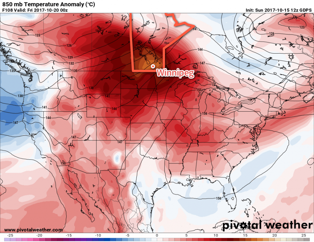 GDPS Forecast 850mb Temperature Anomalies valid 00Z Wednesday Friday 20, 2017