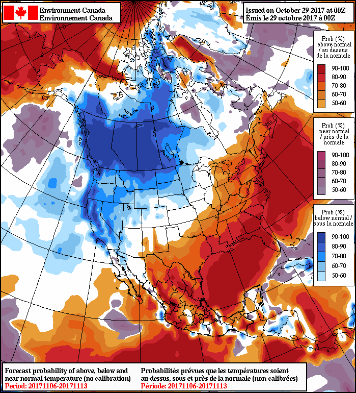 NAEFS 8-14 Day Temperature Anomaly Forecast — Valid November 6-13, 2017