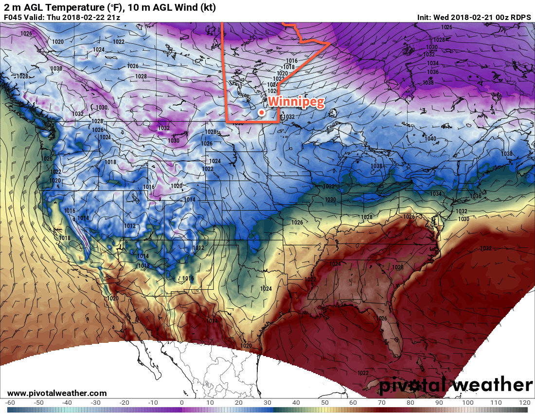 RDSP 2m Temperature Forecast valid 21Z Thursday February 22, 2018