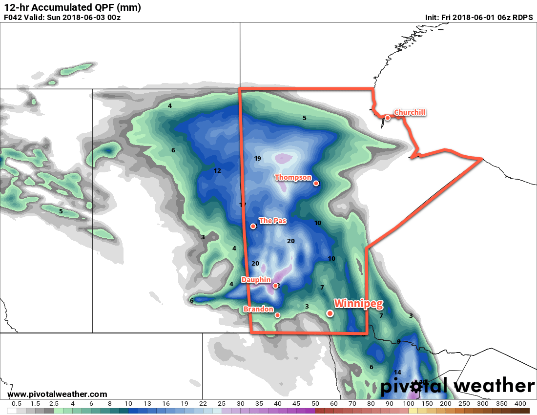 Much of Manitoba will see rain and/or showers on Saturday