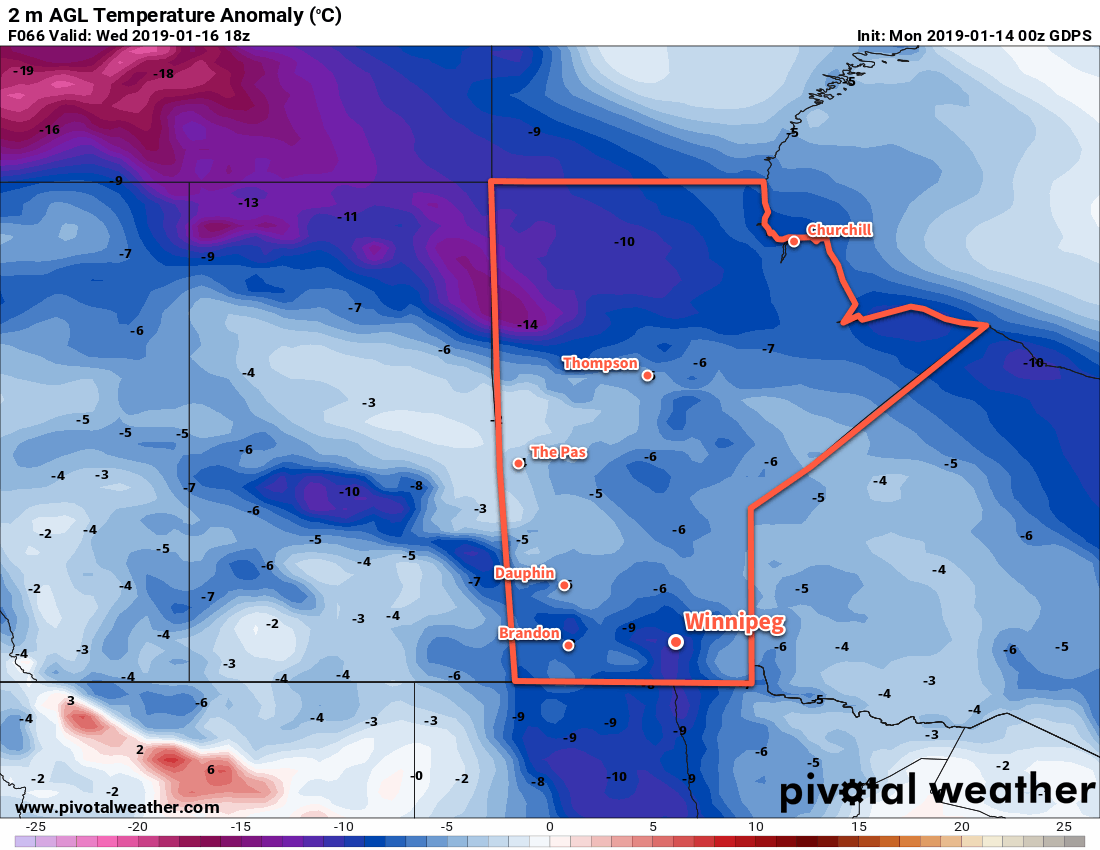Temperatures will be near 10°C below seasonal in Winnipeg on Wednesday.