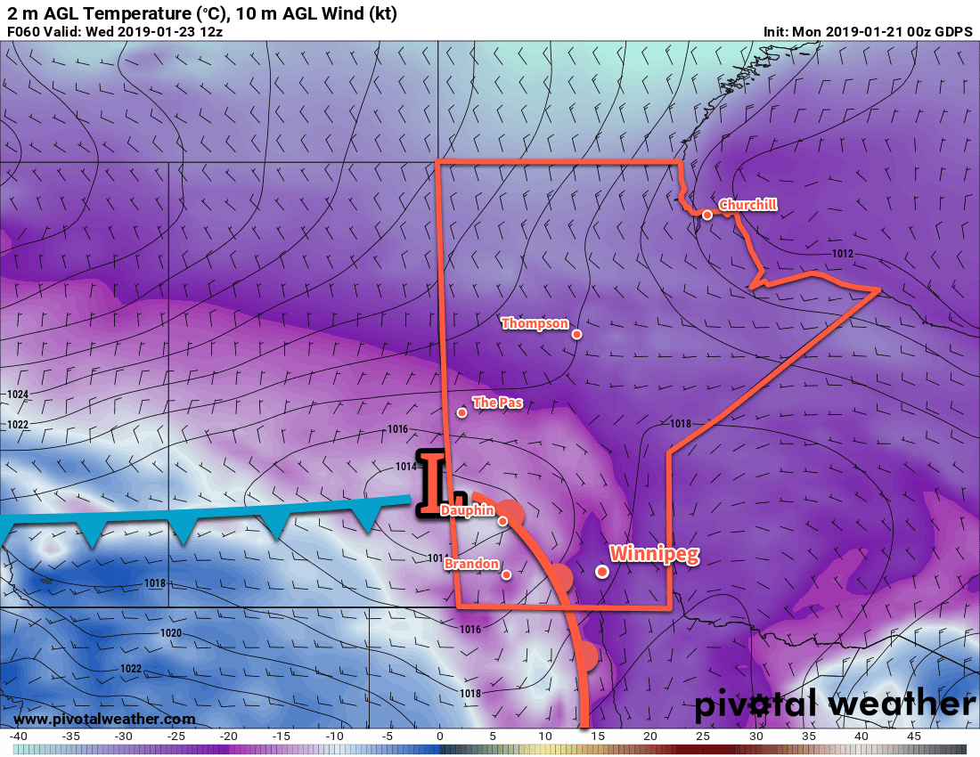 A low pressure system will track through the Red River Valley on Wednesday.