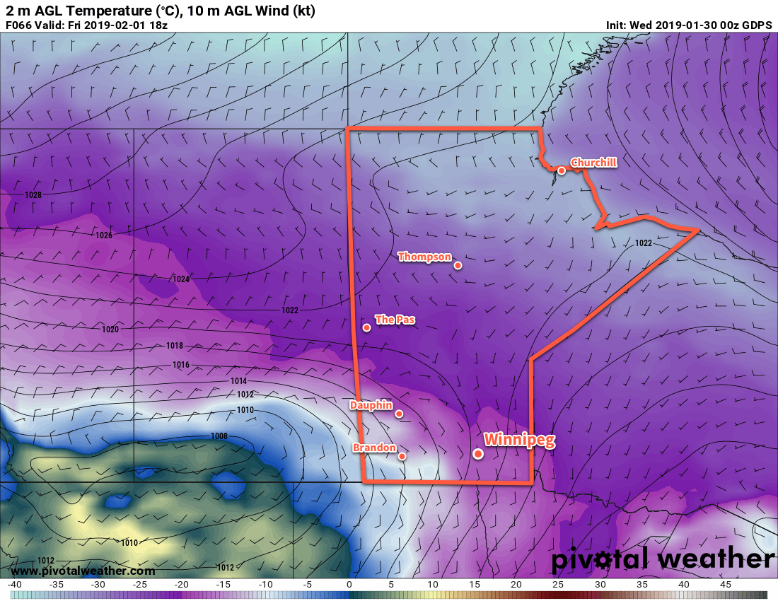 Markedly warmer temepratures will spread across the southern Prairies on Friday.