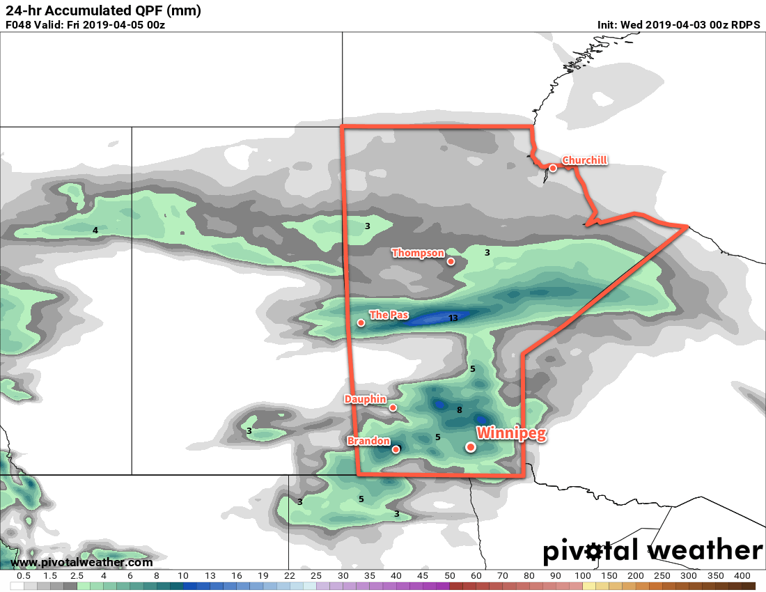 Much of southern Manitoba will see some amount of a sloppy wintery mix of precipitation on Thursday.