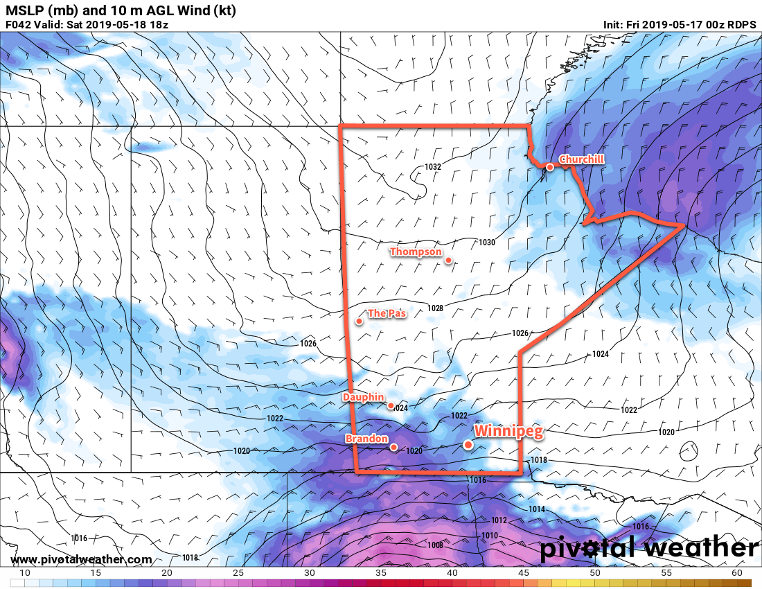 Winds will pick up on Saturday as the pressure gradient strengthens between a ridge of high pressure extending from the Arctic and a low pressure system crossing the Dakotas.