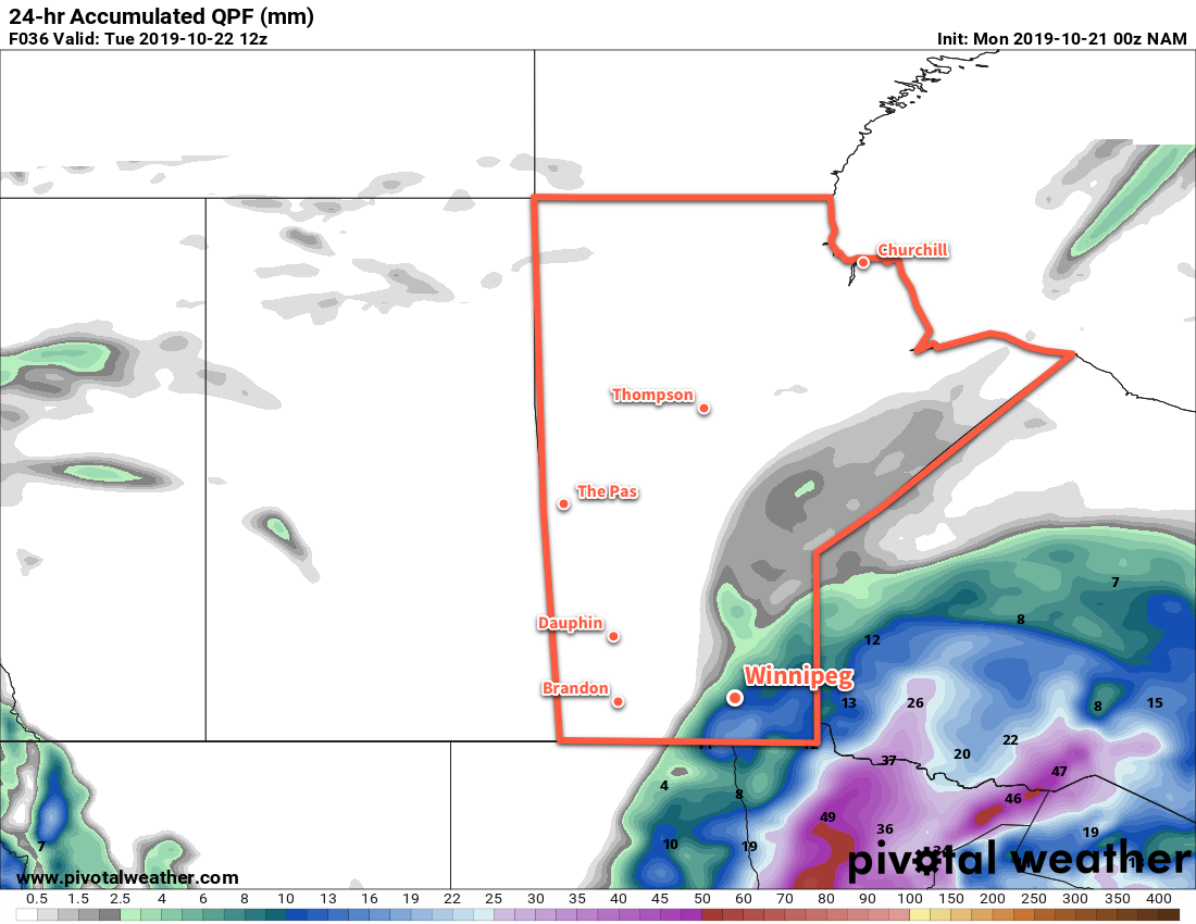 While the NAM rainfall accumulations in the Red River Valley for today might end up a tad on the high side, the areas that will see rain look well-represented.