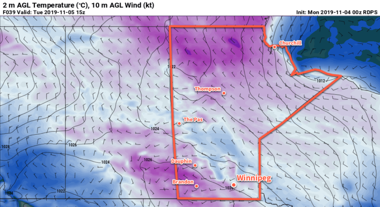 RDPS 2m Temperature Forecast valid 15Z Tuesday November 5, 2019