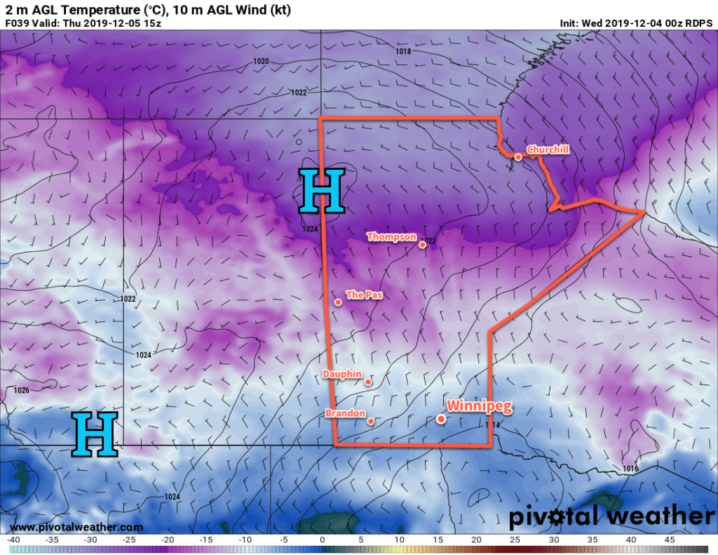 RDPS 2m Temperature Forecast valid 15Z Thursday December 5, 2019