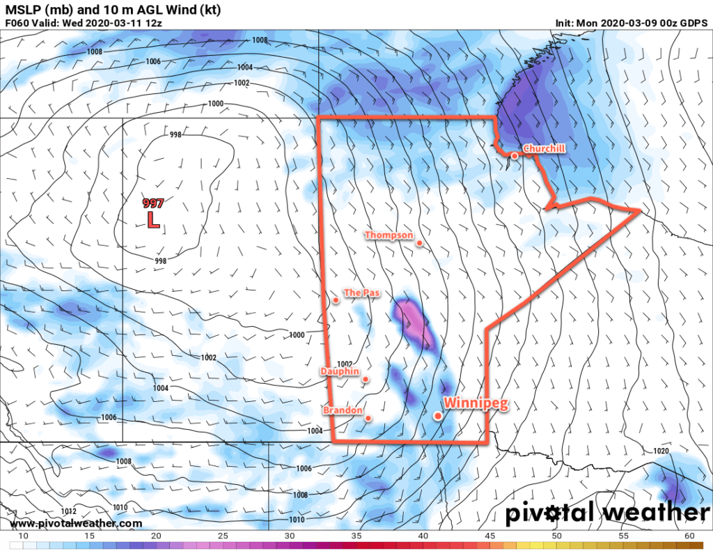 GPDS 10m Wind Forecast valid 12Z Wednesday March 11, 2020"