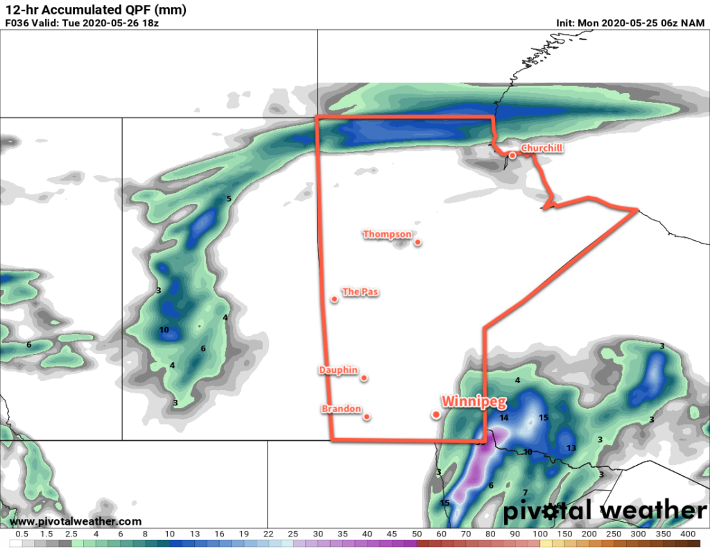 NAM 12-hour Accumulated Precipitation Forecast valid 18Z Tuesday May 26, 2020