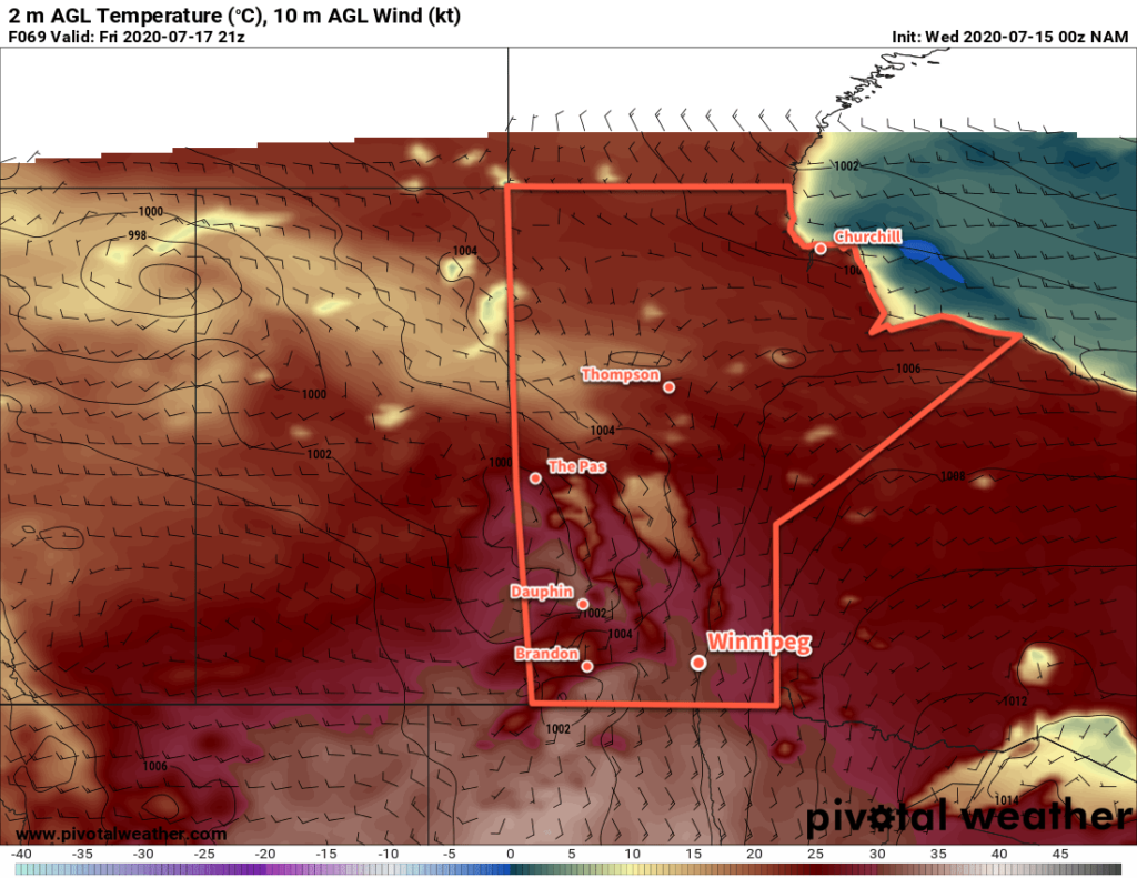 NAM 2m Temperature Forecast valid 21Z Friday July 17, 2020