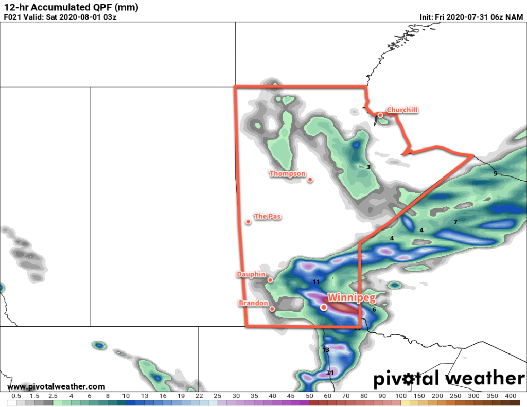 NAM 12hr. Accumulated Precipitation Forecast valid 03Z Saturday August 1, 2020