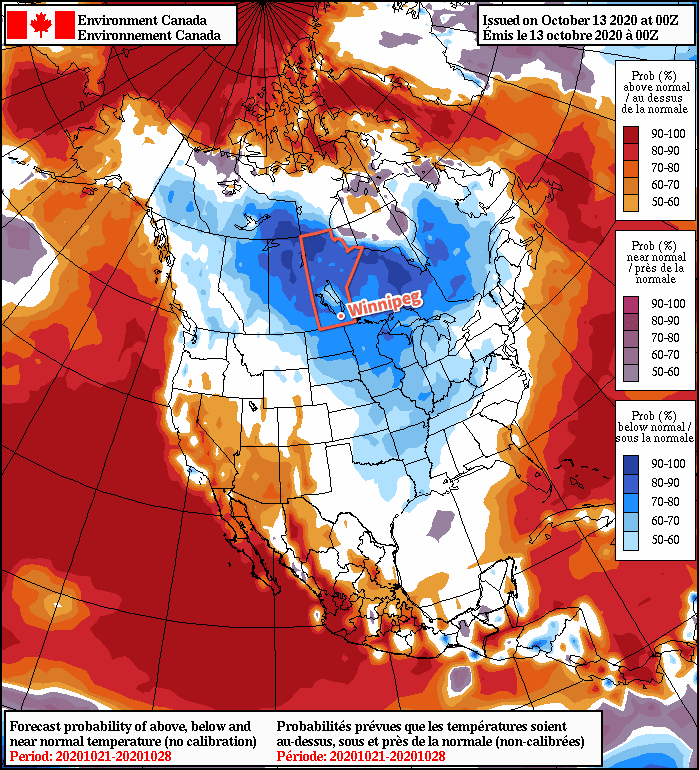 NAEFS 8-14 Day Temperature Anomaly Forecast — Valid October 21-28, 2020