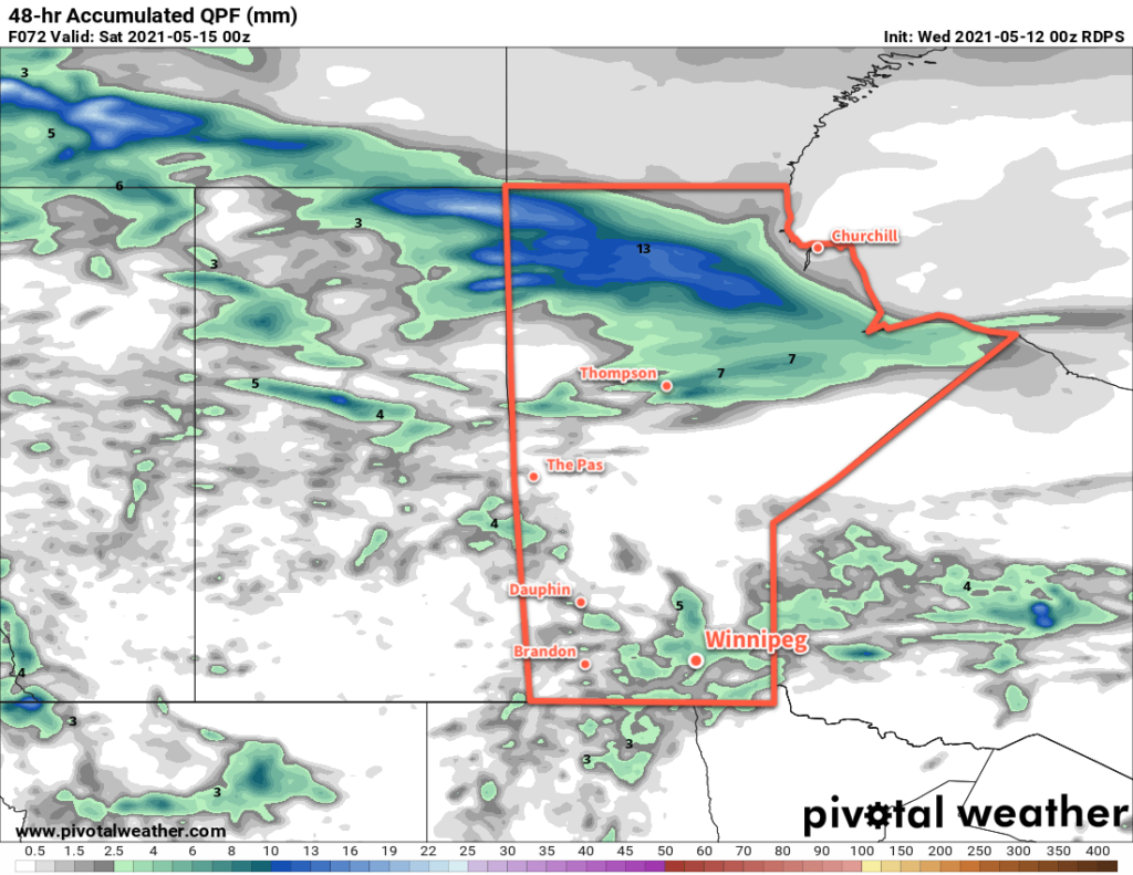 RDPS 48-hour Accumulated QPF Forecast valid 00Z Saturday May 15, 2021